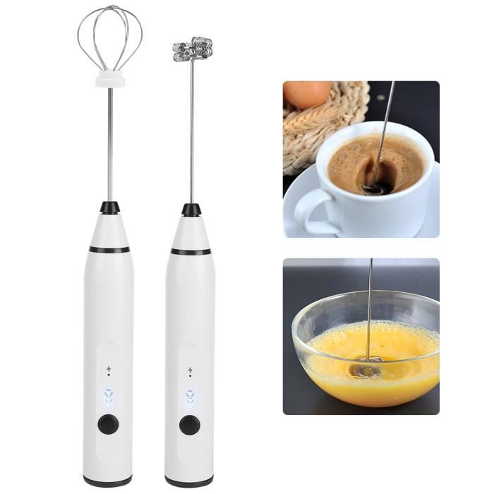 Mini Mousseur à Main Petit Fouet Électrique pour Café Latté Chocolat Chaud USB(Blanc ) -NIM