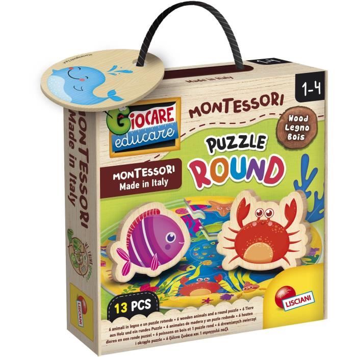 Puzzle Liscianigiochi - 96916 - Montessori Legno Puzzle Round