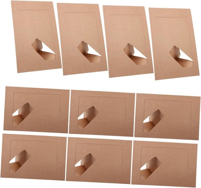 Kaki Foncé 3 Pouces Cadre Photo Mural En Papier Kraft, 10 Pièces, Avec Clip, Corde De 2M, Pour