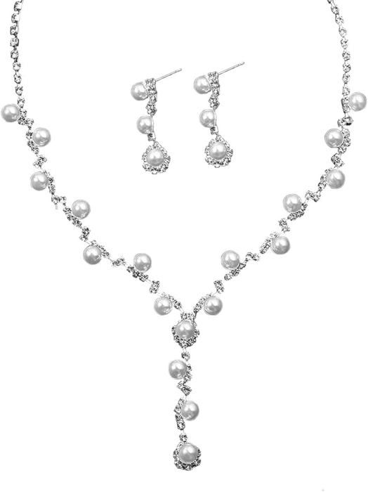 Parure de bijoux - Métal - Strass - Argenté - Femme - Cristal - Achat