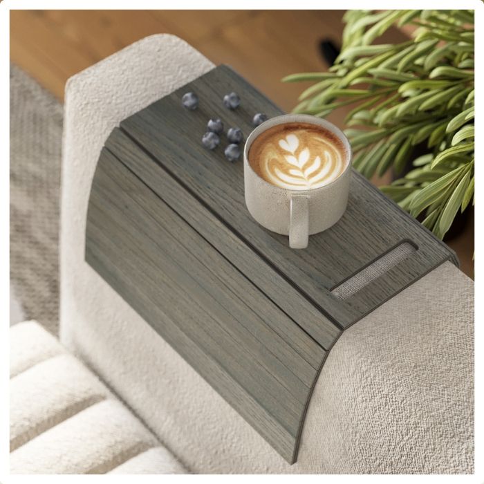 Plateau D'Accoudoir Pour Canapé En Bois TIMESETL - Support Antidérapant Pour Tasse, Snacks Et Télécommande 34,5x43,5cm