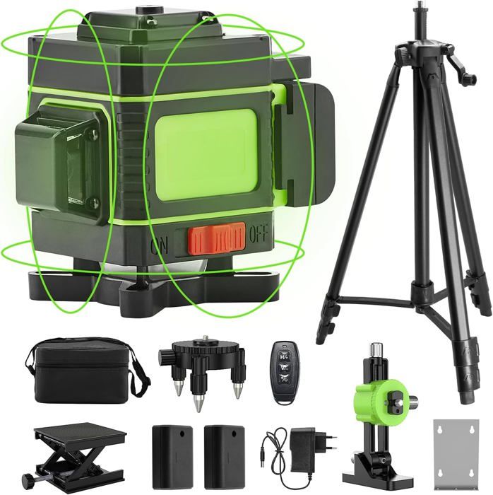 Niveau Laser Vert 16 Lignes – Avec Batteries Et Télécommande – Pour Pro Et Bricoleurs