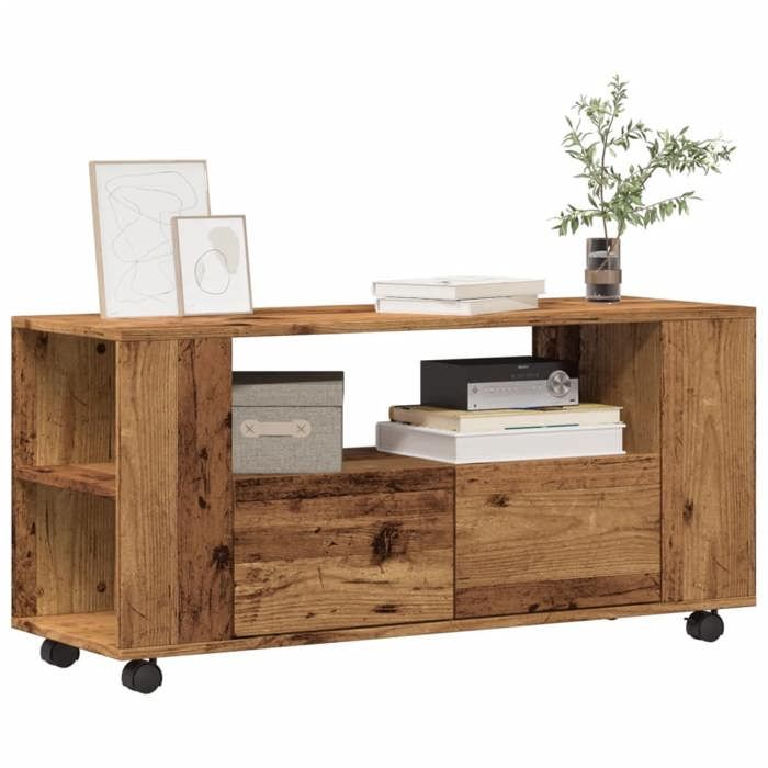 VidaXL Meuble TV Avec Roulettes Blanc - Armoire Télévision Moderne Avec Compartiments, 80x40x45cm Pour Salon Et Salle De Séjour
