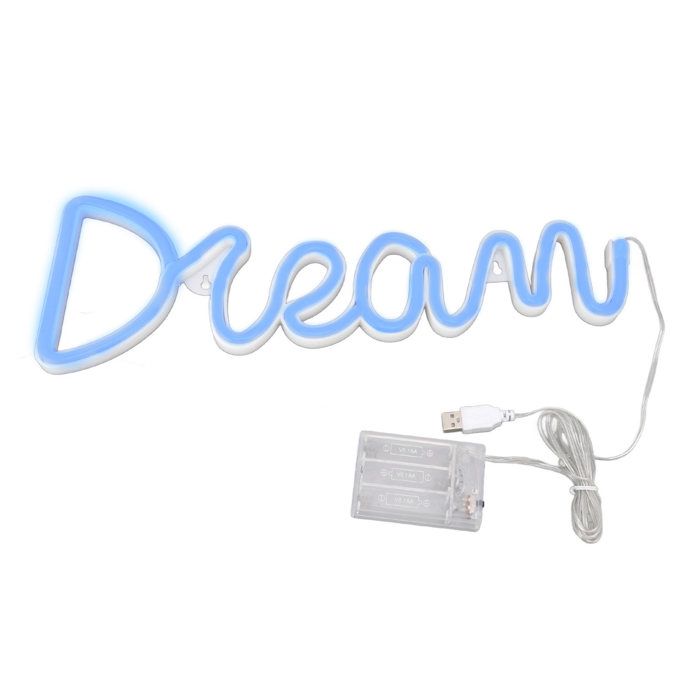 Lampe murale LED néon à piles avec port USB pour chambre à coucher salon bar fête Noël mariage