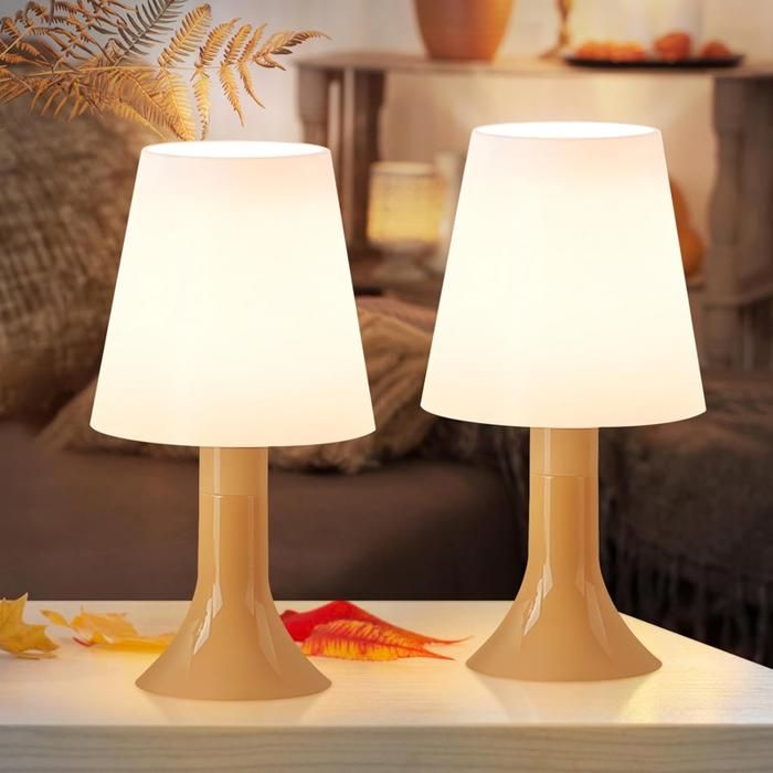 Lampe de table - NETTLIFE - lot de 2 - E14 - kaki - métal