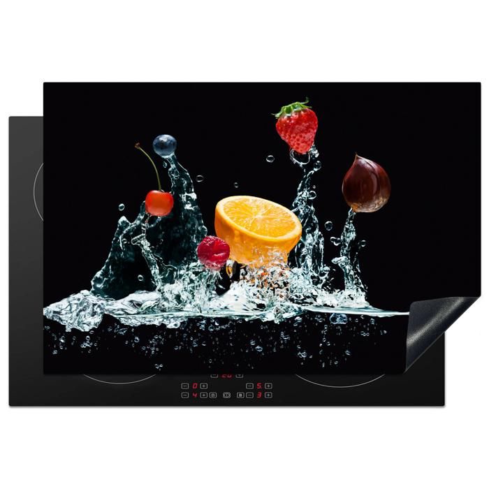 Protection Plaque Induction 78x52 Cm - Antidérapante, Décor Cerises Rouge - Cache Vitroceramique Cuisine