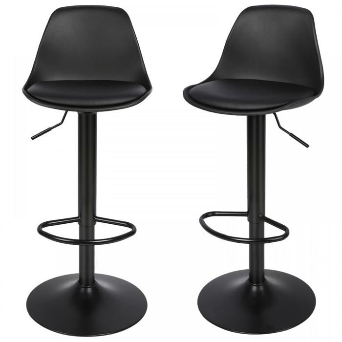 Lot de 2 Tabourets de bar -XJING- Chaise pivotante en métal avec coussin en PU - Tabouret de bar de cuisine pour îlot central