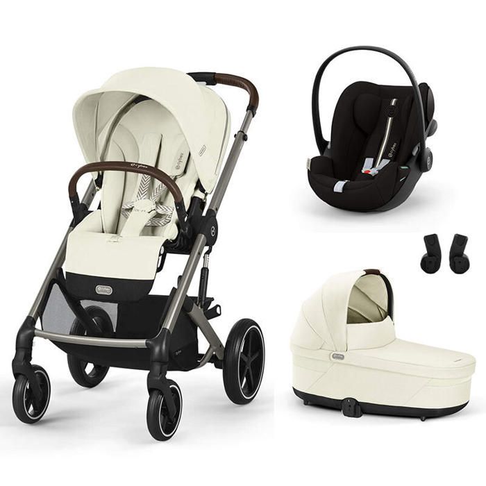 CYBEX - Poussette Trio Balios S Lux + Siège auto Cloud G3 Plus + Nacelle Cot S Lux Seashell Beige