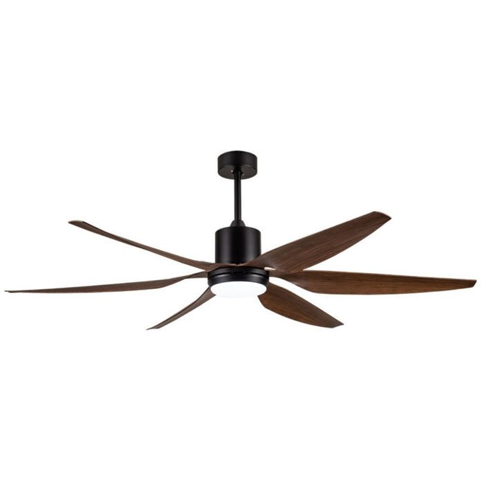 Ventilateur de plafond avec lumière LED 24 W et moteur DC 36 W en noir et bois - F Bright