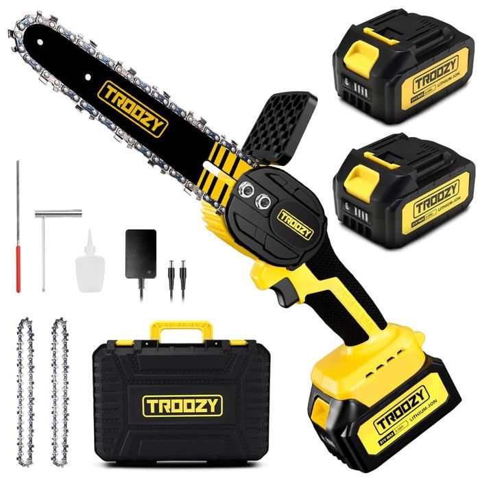 SINPY Mini Tronçonneuse Sur Batterie 6 Pouces 6000mAh – Tronçonneuse électrique Jaune