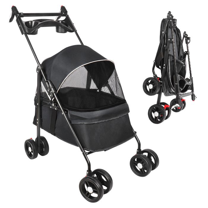 Comparer les prix de MIPAN.Poussette pour chien chat pliableLes petits et chiens âgésJusquà 20 kgRoues avec freins à 360°Panier xxlNoir