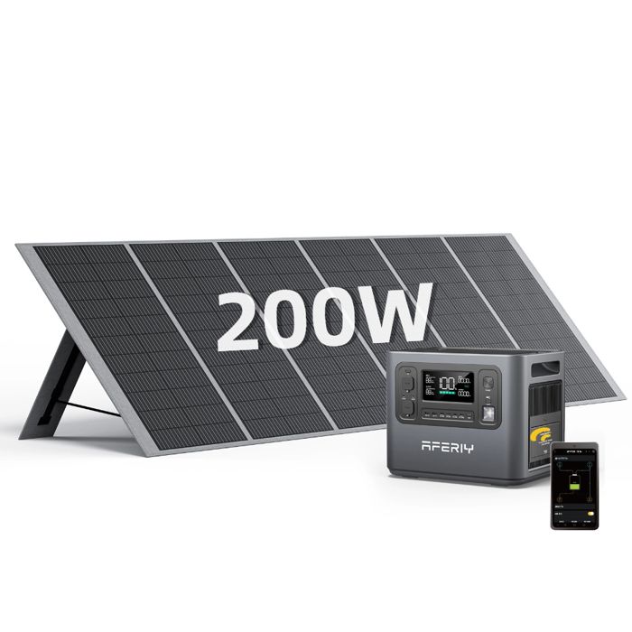 AFERIY Generateur Solaire 2400W avec Panneau Solaire 200W2048Wh Batterie LiFePO4Panneau