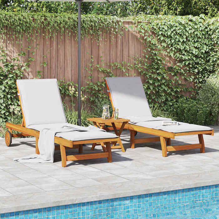 Chaises longues lot de 2-Bain de soleil Bois dacacia solide 885319