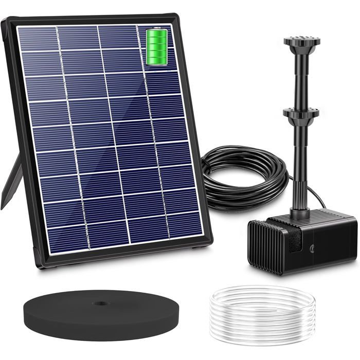 Fontaine Solaire Avec 3,5 W, Batterie 1200 MAh, Mise à Niveau 2025, Pompe De Bassin Solaire