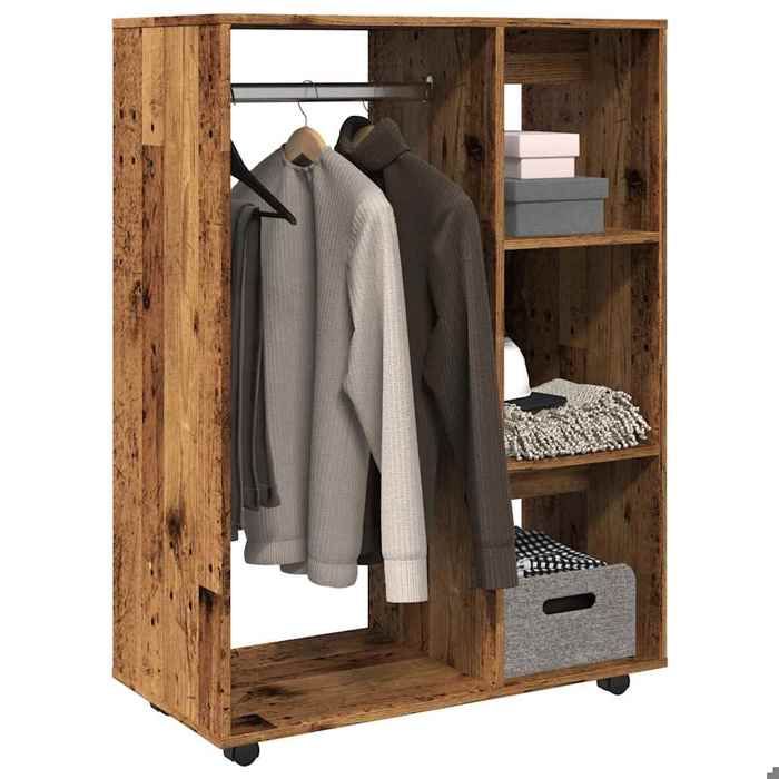(ON SALE)Penderie/Armoire Dressing - vieux Bois - 80x40x110 cm Bois dingénierie Garde-robe EU746462