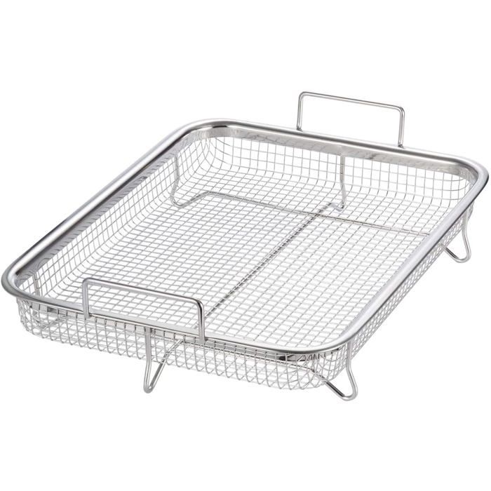 Panier de cuisson multifonction en acier inoxydable pour frites grillades (30 x 22 x 5 cm)