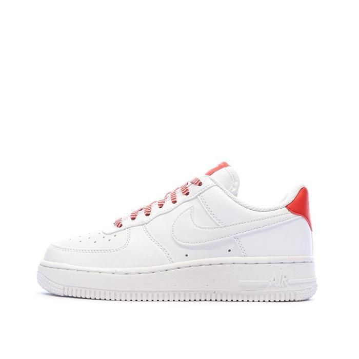 Nike Baskets Blanches/Rouge Mixte Nike Air Force 1 07