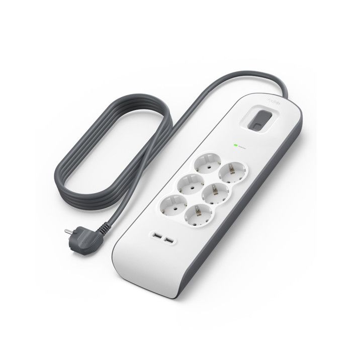 Belkin Ciabatta Multipresa 6 Prese 2 USB Protezione Sovratensioni 2m Bianco
