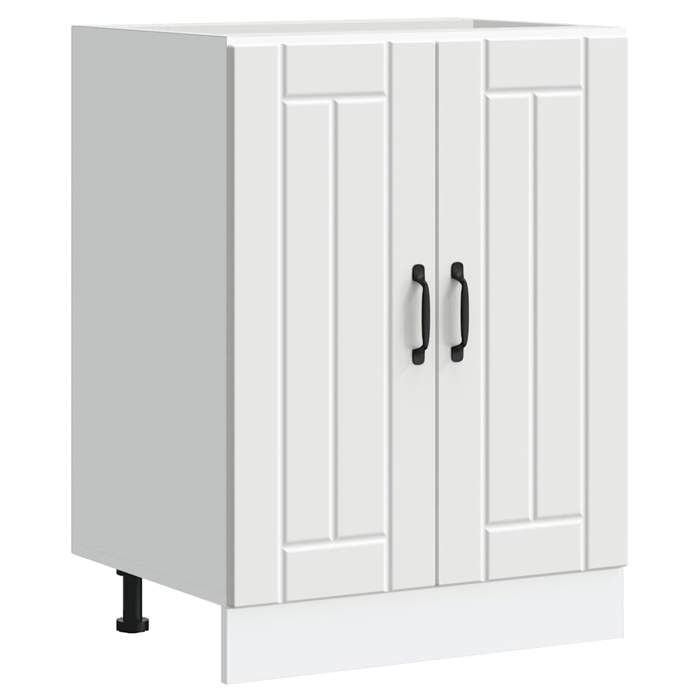 Meuble sous évier de cuisine - vidaxl - Blanc - 60x46x81.5 cm - Bois dingénierie - Capacité 70 kg - Pieds réglables