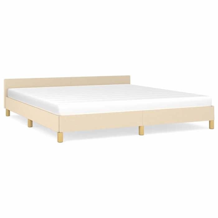 Cadre de lit en tissu - JILL - 180x200 cm - Crème - Tissu polyester - Lattes de contreplaqué - Pieds robustes