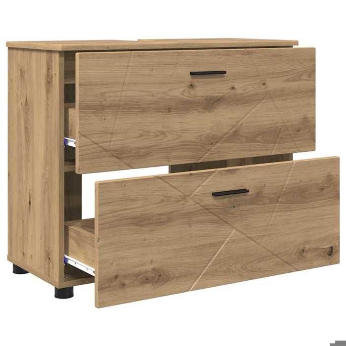 Soldes Printemps Mobilier de salle de bain 3 pièces - SOLOMOON - montage simplifié - Chêne artisanal SSS1058