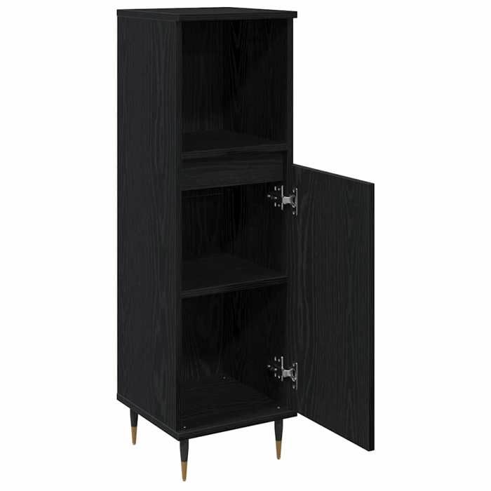 Moderne Cabinet de salle de bain SOLOMOON ARMOIRE WC avec porte Chêne noir 30x30x100 cm MM1023