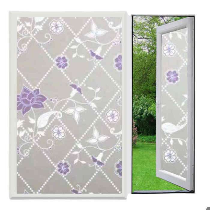 Autocollant pour fenêtre motif coquelicot violet - 40 cm x 2 m
