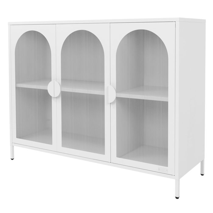Meuble de rangement ML-Design métallique blanc 120x93x40 cm avec étagères et portes pieds réglables Meuble de rangement ML-Design métallique blanc 120x93x40 cm avec étagères et portes pieds réglables