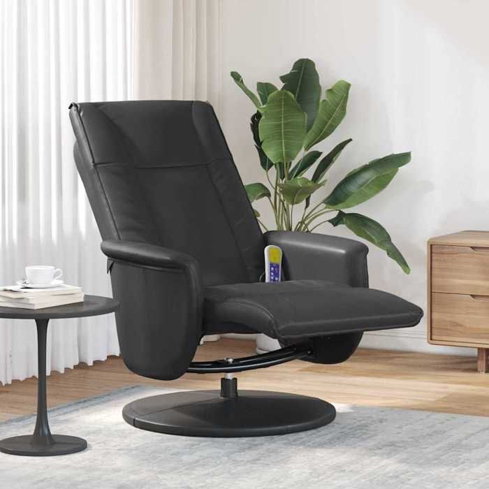 NEW 2026 Fauteuil Massant - Chaise relax - 1 place - pivotant Noir 71x90x105 cm Simili cuir L3801 NEW 2026 Fauteuil Massant - Chaise relax - 1 place - pivotant Noir 71x90x105 cm Simili cuir L3801