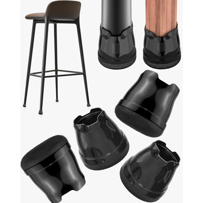 Protection Pied de Chaise 24pc - Patins en Silicone avec Feutre Épaissi pour Sols Bois Dur/Carrelage - Réduit Bruit et Rayures
