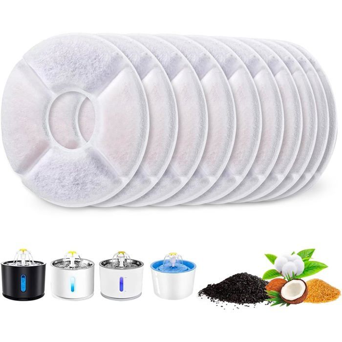 Filtre Fontaine Eau Chat 10 Pièces Filtre De Remplacement Pour Distributeur DEau Filtre Rond Pour Filtres De 1 6-2 4 Litre[YF512]