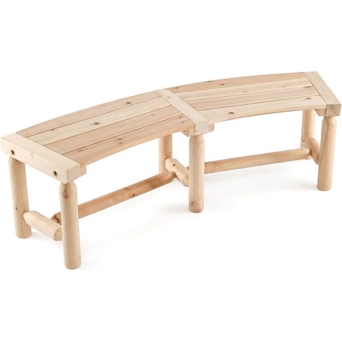 Banc Incurvé de Jardin COSTWAY en Bois Massif 2 Personnes Siège Spacieux à Lattes Extérieur Intérieur Charge Maximale de 325 kg