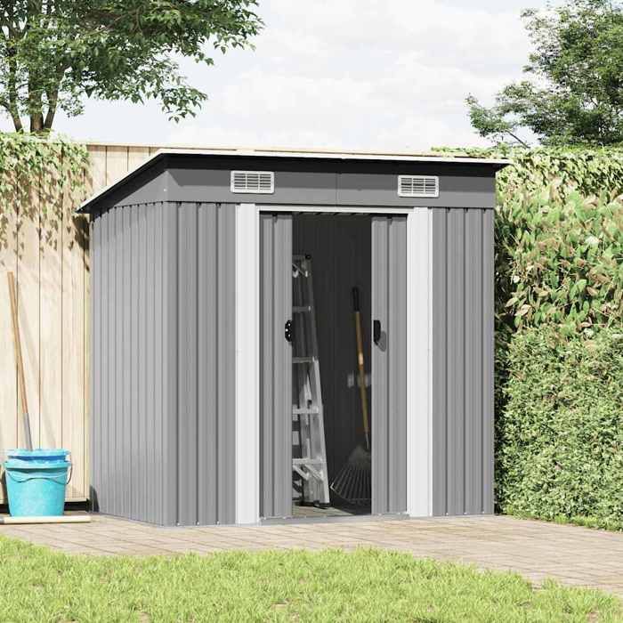 VIDAXL Abri de jardin Métal Gris - (190x124x181 cm) BONNE2100
