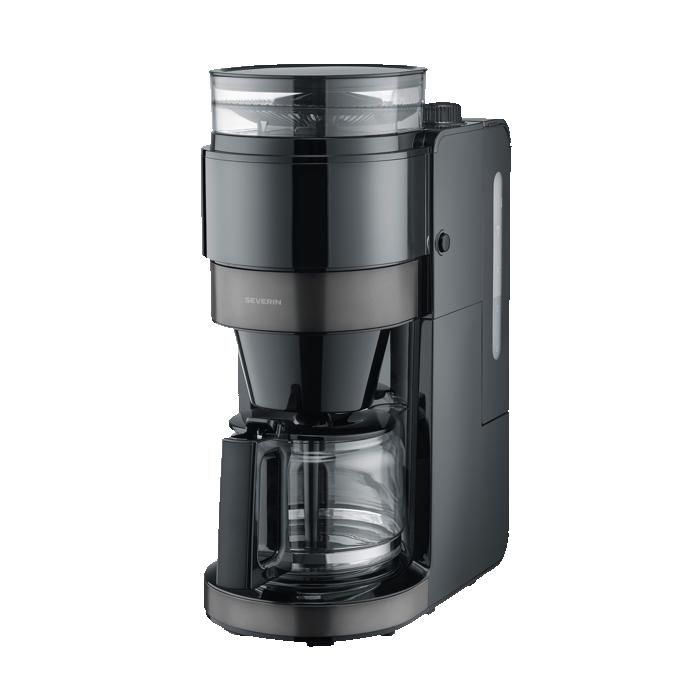 Machine à café filtre avec broyeur - SEVERIN - KA4830 - Technologie Perfect Grind - verseuse verre 8 tasses - Noir/Inox
