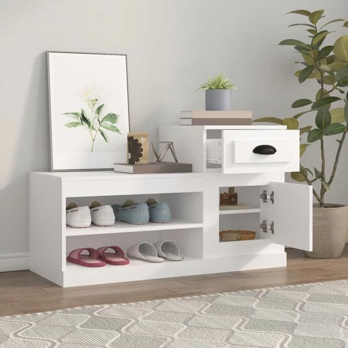 Armoire à chaussures - vidaXL - bois dingénierie - blanc - 100 x 42 x 60 cm - 60 x 42 x 40 5 cm twe94k538