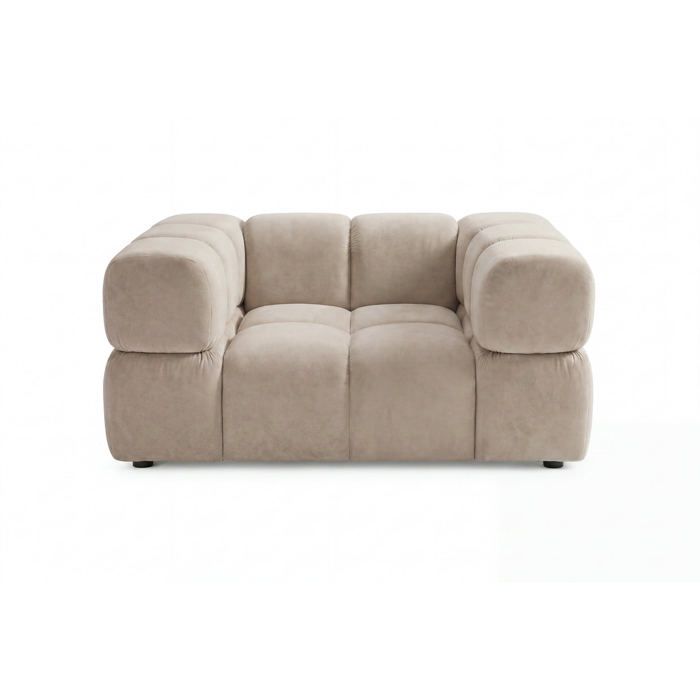 GUSTAVE - Fauteuil tissu velours Beige GUSTAVE - Fauteuil tissu velours Beige
