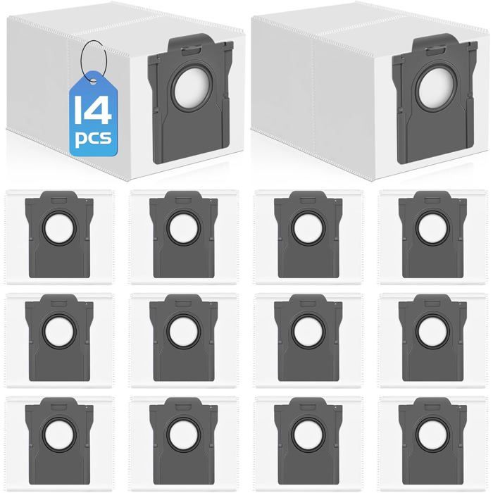 Lot de 14 sacs à poussière compatibles aspirateur Dreame L10s L40s L50s X40 Ultra Mova E30 V50 Z60 S70