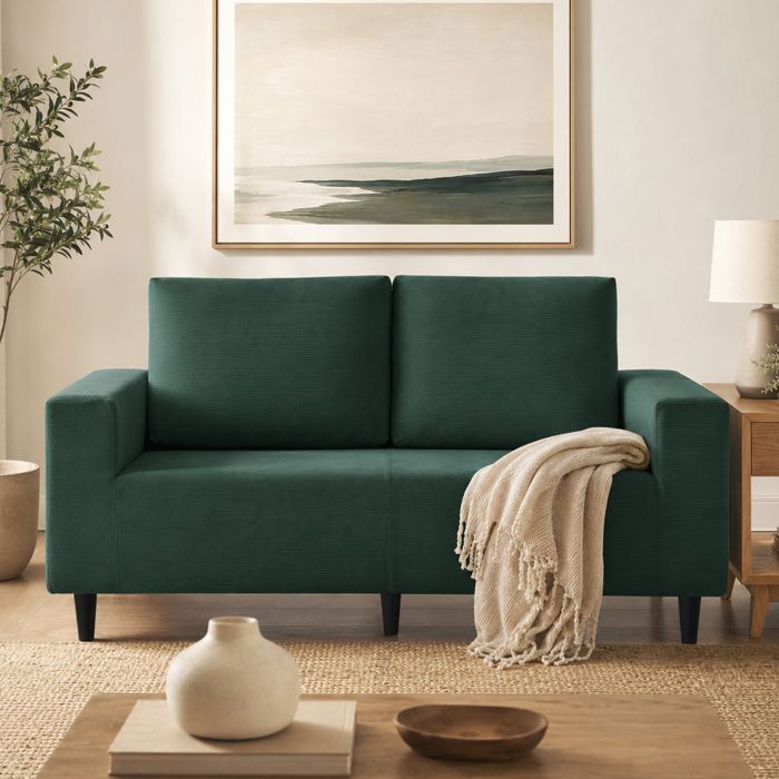 Canapé compresse sous vide 2 places - Vert Velours Côtelé - Canapé Scandinave - 2 oreillers - pour le salon - 160×83×80 cm