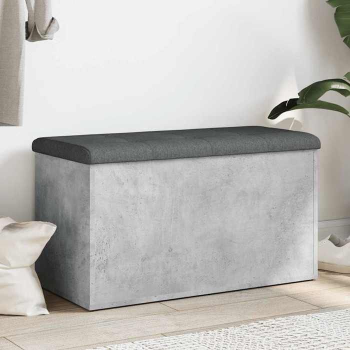 Meuble Banc - HAOSHOP - Banc de rangement gris béton 82x42x45 cm bois dingénierie&01_49260