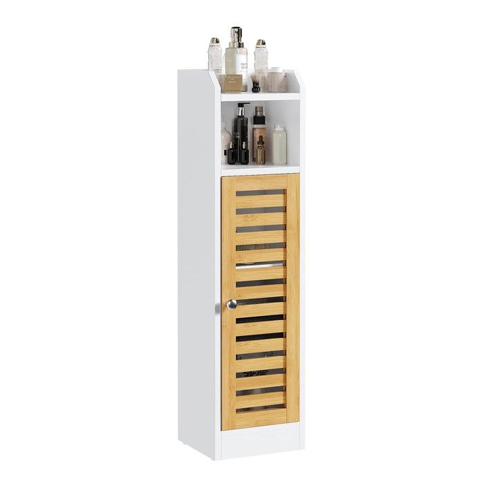 Meuble de Salle de Bain Meuble de Rangement avec 2 Étagères Réglables et 2 Étagères Ouvertes Armoire de PETIT MEUBLE DE RANGEMENT