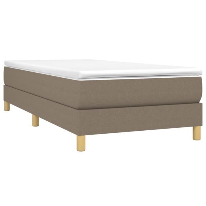 Sommier tapissier - AKOZON - Taupe - 100x200 cm - Lattes de contreplaqué - Pieds robustes