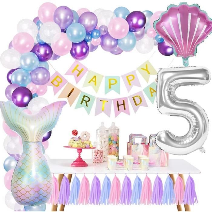 5 Ans Decorations D Anniversaire De Sirene Pour Filles 32 Nombre 5 De Ballons Fete D Anniversaire Fournitures Sirene Theme D 247 Cdiscount Maison