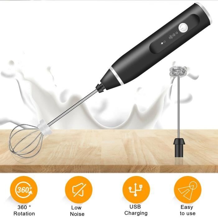 Quanjucheer Mini mousseur à lait portatif électrique en acier inoxydable Mélangeur Fouet Batteur ustensile de cuisine 20 cm aléatoire 