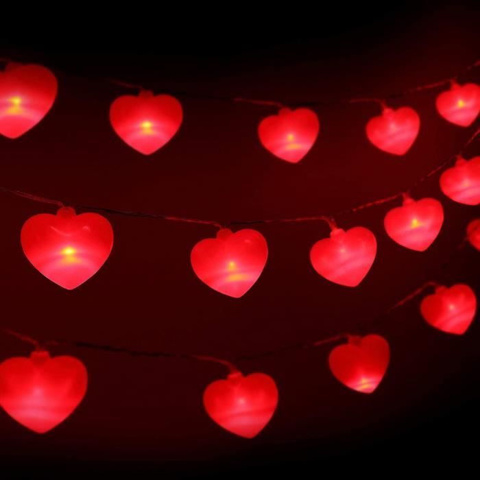 Mudder 10 Pieds 3D Chaîne de Lumière de Cœur de Saint-Valentin 30 LED  Guirlande Lumineuse Scintillante Forme de Cœur Rouge à Piles pour Chambre  d'Enfants Mariage Fête des Mères : : Luminaires