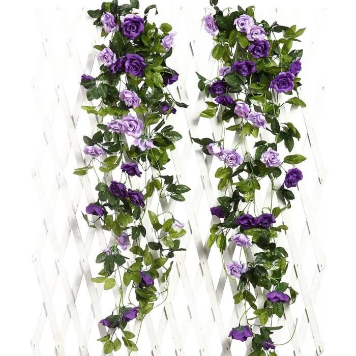 2 Guirlandes Fleurs Artificielles Suspendues - 85 Cm - Rose - Pour Décoration Murale, Balcon, Mariage