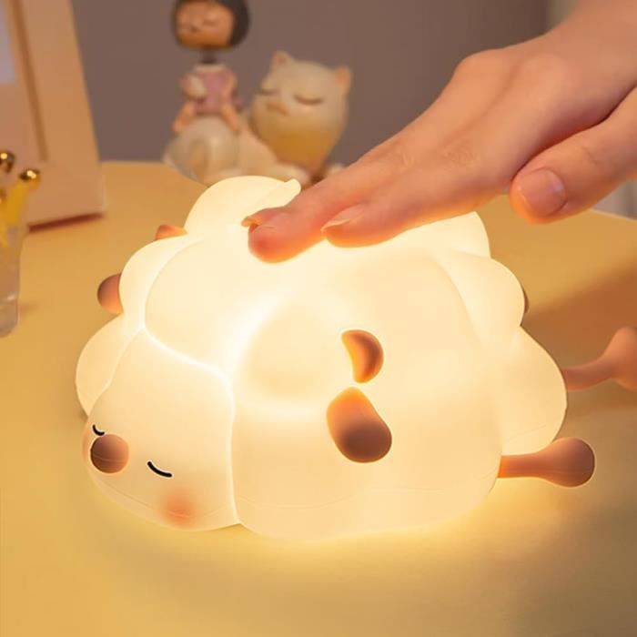 Veilleuse éléphant En Silicone Rechargeable - Lumière Variable, Minuteur 30 Min, Orange Sur La Tête - 11