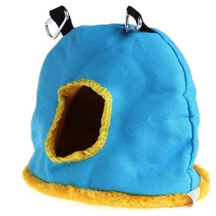 Nid suspendu pour oiseaux - Hamac pour inséparables - Peluche douce - 17x13x21cm - Avec porte et mousquetons