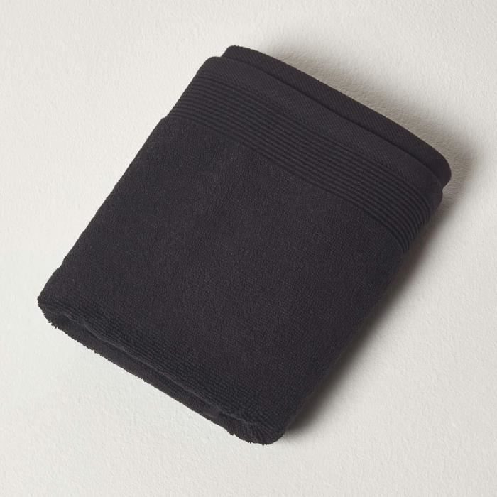 2 Serviettes De Toilette 100% Coton égyptien - 50x80cm, 800g/m² - Très Absorbantes, Douces, Noires - Qualité Hôtel