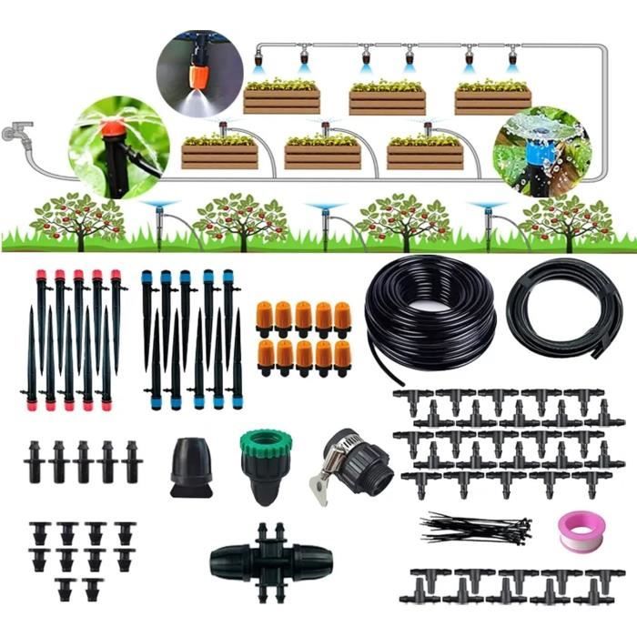 Kit Irrigation Goutte à Goutte 344pcs - Système Arrosage Automatique Jardin 50m Tuyau