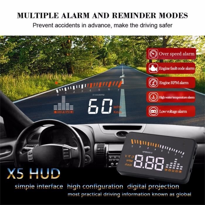 Voiture HUD Compteur de vitesse Projecteur OBD2 system 3.5/" Affichage Tête Haute